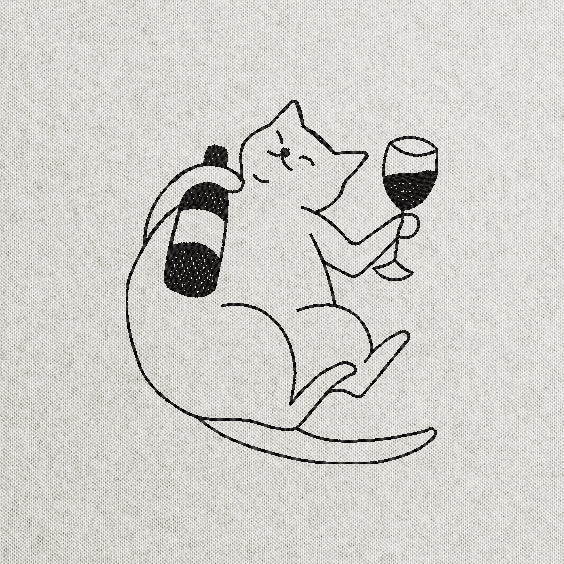 Cat With Wine